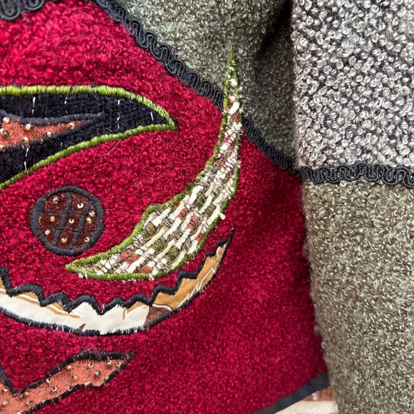 Vintage 90s Draper's & Damon's Women’s L Patchwork Jacket Christmas Cardigan - Picture 9 of 12